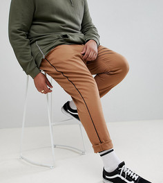 Бежевые укороченные брюки узкого кроя с черной окантовкой по бокам ASOS DESIGN Plus - Коричневый