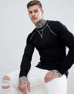Черный обтягивающий свитшот с контрастной строчкой ASOS DESIGN - Черный