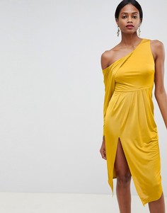 Платье миди на одно плечо ASOS DESIGN - Зеленый