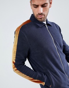 Куртка Харрингон из махровой ткани с бархатной полоской ASOS DESIGN - Темно-синий