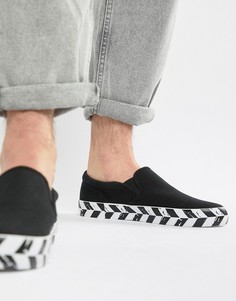 Черные парусиновые кеды-слипоны с подошвой в клетку ASOS DESIGN - Черный
