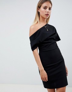 Платье-футляр мини с плиссировкой на плечах ASOS DESIGN - Черный