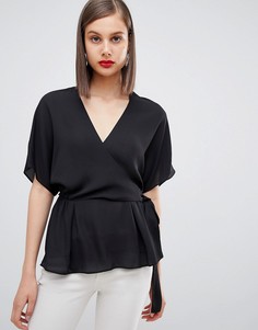 Топ с запахом и рукавами-кимоно ASOS DESIGN - Черный