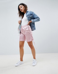 Шелковистые шорты со шнуровкой ASOS DESIGN - Розовый