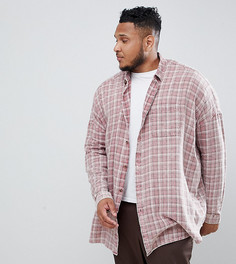 Свободная рубашка в клетку с заниженной линией плеч ASOS DESIGN PLUS - Розовый