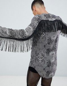 Рубашка с принтом пейсли и бахромой ASOS DESIGN - Черный