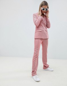 Красные узкие расклешенные брюки в строгом стиле в клетку ASOS DESIGN - Мульти