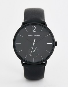 Черно-белые часы с черным ремешком из кожзаменителя ASOS DESIGN - Черный