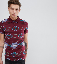Футболка-поло с ацтекским принтом ASOS DESIGN Tall - Красный
