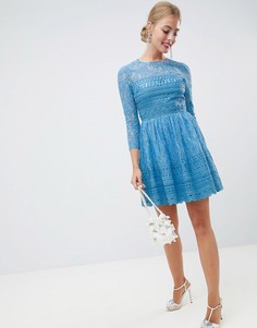 Кружевное приталенное платье мини ASOS DESIGN - Синий