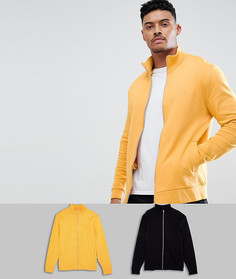 2 трикотажные спортивные куртки (черная/желтая) ASOS DESIGN - Мульти