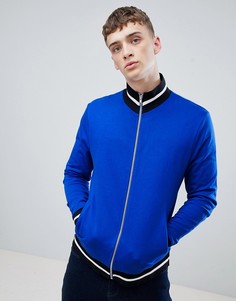 Ярко-синяя трикотажная куртка с контрастной отделкой ASOS DESIGN - Синий