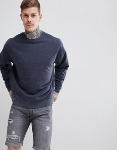 Темно-синий меланжевый oversize-свитшот с двойным воротником ASOS DESIGN - Темно-синий