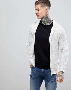 Худи белого меланжевого цвета на молнии ASOS DESIGN - Белый