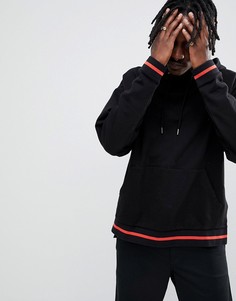 Oversize-худи черного цвета с асимметричным краем и отделкой кантом ASOS DESIGN - Черный