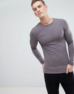 Облегающий лонгслив с круглым вырезом ASOS DESIGN - Коричневый