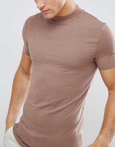 Облегающая футболка с высоким воротом ASOS DESIGN - Коричневый