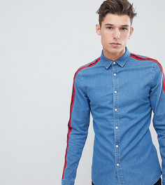 Джинсовая облегающая рубашка ASOS DESIGN Tall - Синий