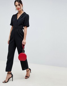 Комбинезон с запахом и пряжкой ASOS DESIGN - Черный