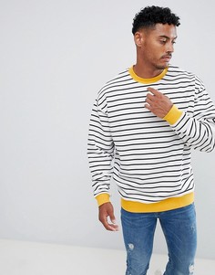 Oversize-свитшот в полоску с контрастной отделкой в рубчик ASOS DESIGN - Белый