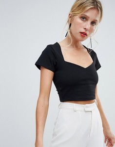 Топ с вырезом сердечком ASOS DESIGN - Черный