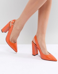Туфли на высоком каблуке с ремешком через пятку ASOS DESIGN Penley - Оранжевый