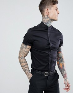 Облегающая рубашка с воротником на пуговице ASOS DESIGN - Черный