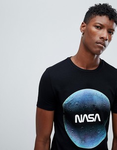 Обтягивающая футболка с принтом ASOS DESIGN NASA - Черный