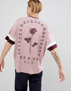 Длинная оversize-футболка с принтом розы на спине ASOS DESIGN - Розовый