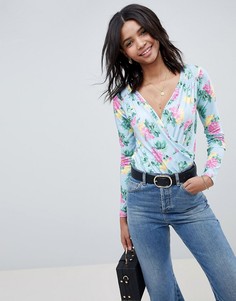 Боди с длинными рукавами и запахом ASOS DESIGN - Мульти