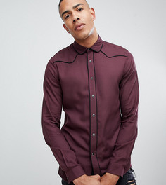 Бордовая вискозная рубашка классического кроя в стиле вестерн ASOS DESIGN Tall - Красный