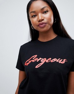 Черная футболка с принтом gorgeous ASOS DESIGN - Черный
