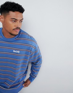 Oversize-свитшот в стиле ретро с полосками и вышивкой ASOS DESIGN - Синий