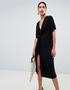 Свободное платье миди с узелком ASOS DESIGN - Черный