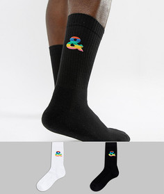 2 пары носков с вышивкой ASOS DESIGN x glaad - Черный