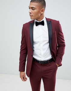 Бордовый приталенный пиджак-смокинг ASOS DESIGN - Красный