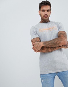 Обтягивающая футболка с принтом ASOS DESIGN - Серый
