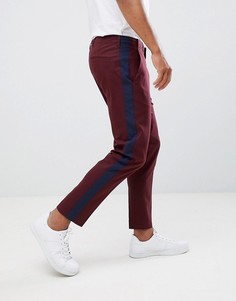 Укороченные брюки скинни с темно-синими полосками по бокам ASOS DESIGN - Красный