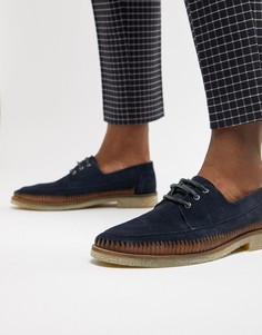 Темно-синие замшевые туфли на шнуровке с кожаной отделкой ASOS DESIGN - Темно-синий