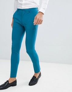 Сине-зеленые облегающие брюки ASOS DESIGN - Синий
