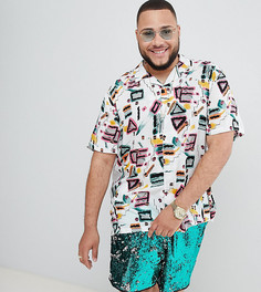 Oversize-рубашка с отложным воротником и принтом ASOS DESIGN Plus - Белый