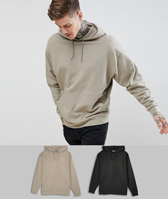 Набор из 2 худи свободного кроя черного и бежевого цвета ASOS DESIGN - Мульти