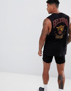 Футболка без рукавов с заниженными проймами и принтом на спине ASOS DESIGN - Черный