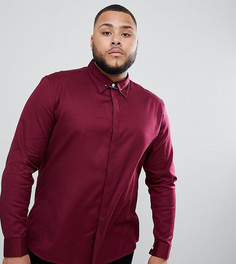 Бордовая приталенная саржевая рубашка ASOS DESIGN plus - Красный