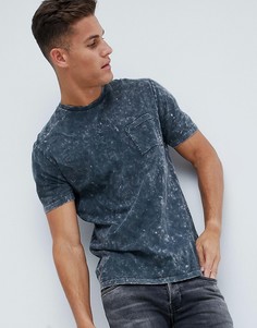 Свободная удлиненная футболка с карманом и эффектом кислотной стирки ASOS DESIGN - Серый