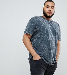 Свободная длинная футболка с карманом и эффектом кислотной стирки ASOS DESIGN Plus - Серый