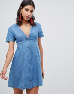 Джинсовое чайное платье синего цвета ASOS DESIGN - Синий