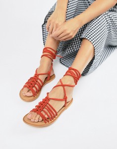 Замшевые сандалии с завязками ASOS DESIGN Fredo - Красный