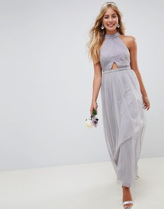 Платье макси с высоким воротом ASOS DESIGN - Фиолетовый