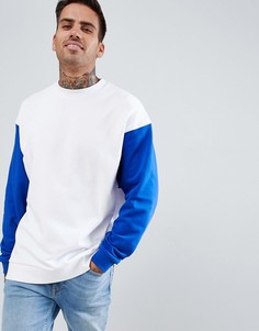 Белый удлиненный oversize-лонгслив с контрастными рукавами ASOS DESIGN - Белый